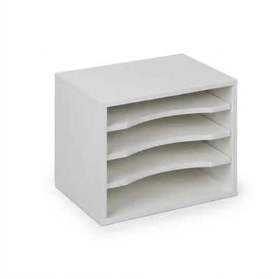 Relaxdays Dokumentenablage, 4 Fächer, HBT: 28 x 35,5 x 25 cm, DIN A4, Bürobriefablage, Schreibtisch, Faserplatte, weiß