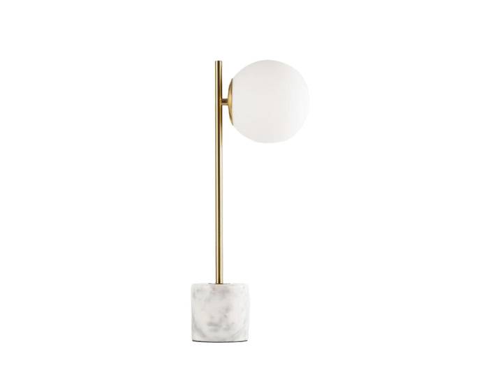 Lampe de table avec socle en marbre et boule de cristal opaque et métal doré \ Åsa\ - Élégance minimaliste et nordique\, E27