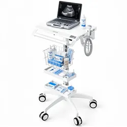 VEVOR Medizinwagen 30 kg Laborwagen Medizinischer Servicewagen 56x56 cm, für Klinik Krankenhaus Labor, 905–1115 mm Höhenverstellbar Pneumatisch, Transportwagen mit 2 Ablagefächern, 1 Korb, 5 Rädern