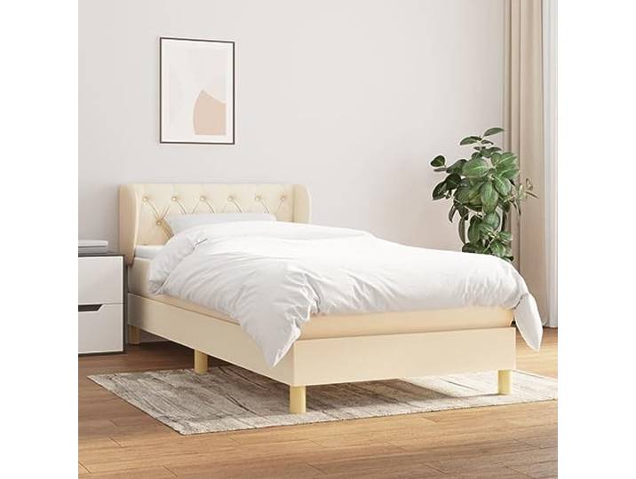 RJPLMFV Komplettes Bett, 80 x 200 cm, mit Lattenrost und Matratze, cremefarben