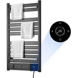 VEVOR Badheizkörper Elektrisch 11 Balken Handtuchheizkörper 550x1015 mm Schwarz, Handtuchwärmer, Fernbedienung & App mit Touchscreen, 0-24-Stunden-Timer, Temperaturbereich von 5 bis 40 °C, IPX4 wasserdicht