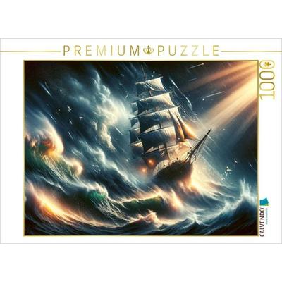 CALVENDO Puzzle Im Angesicht des Sturms: Ein Segelschiff trotzt den Gewalten | 1000 Teile Lege-Größe 64x48cm Foto-Puzzle für glückliche Stunden