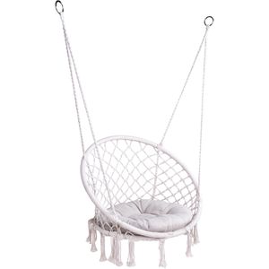 Garden-Pleasure Hängesessel BARBUDA, 507365, bis 120kg, Indoor, mit 2 Stahlringen, aus beigem Stoff, mit Kissen