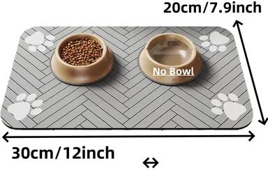 Multicon Wholesale Hub Waterproof Placemat For Dog And Cat Food And Water Bowls, Absorbent Pet Feeding Mat, Quick Dry Rubber Backing 7.9 12 In Grey