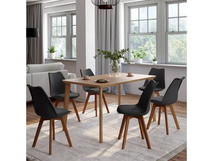IDMARKET Lot de 6 chaises de salle à manger SARA scandinaves noir