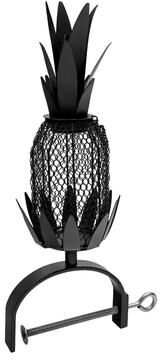 "Achla Designs 12""H Railing Pineapple Feeder, Suet & Mealworm Feeder for Decks & Porches, Black & Nickel Plated Finish"