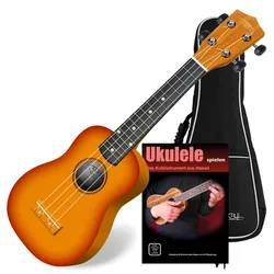 Classic Cantabile US-100 SB Sopran-Ukulele Sunburst Set inkl. Tasche + Lernheft