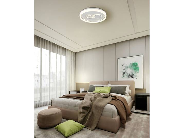 LED-Deckenleuchte Ø 49cm Weiß Eisen, lackiert Acrylglas Nicht austauschbare LEDs LED-Platine