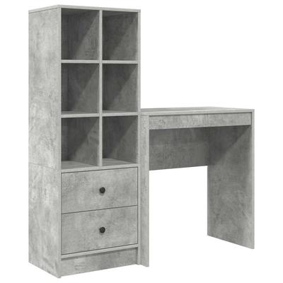 vidaXL Schreibtisch mit Schubladen 2 pcs Beton Grau