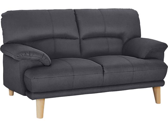 2-Sitzer Sofa, Struktur fein & Microfaser Vintage, Graphit, 162×90 cm, Hoher Sitzkomfort, Modern, Trendmanufaktur