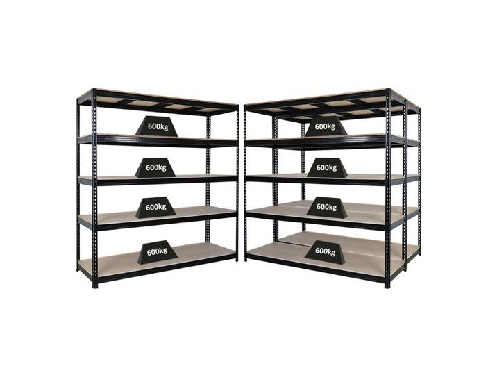 PROREGAL® Schwerlastregal MegaDeal Robustes Garagenregal Lagerregal BISON mit 600kg Fachlast, 3-tlg., Stabiles Lastenregal mit Spanplatten-Ebenen bis zu 3000kg Gesamtlast