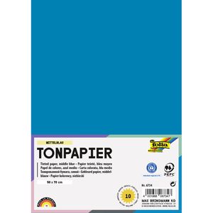 Folia Tonpapier 6734, 50 x 70cm, mittelblau, 130g/m², 10 Blatt