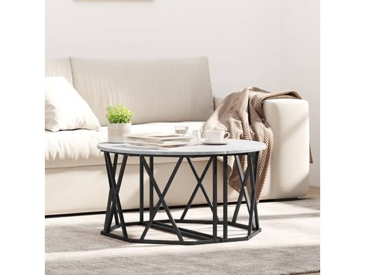 HEFZGDB Grauer Sonoma Couchtisch 80x80x42 cm Aus Stabilem Holz Moderner Wohnzimmertisch Mit Dekorativen Intarsien