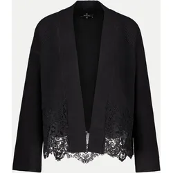 Strickjacke mit Spitzenborte Schwarz 46
