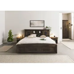 Bett mit Schublade Mango 140x200 grau lackiert RAILWAY #270