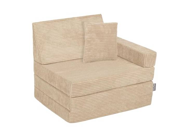 KiddyMoon Kindersessel Aufklappen Mit Kissen Aus Schaumstoff Sessel Für Kinder Kinderstuhl Für Kinderzimmer Stuhl Faltmatratze Matratzen Relaxsessel Kuschelsessel, Beige