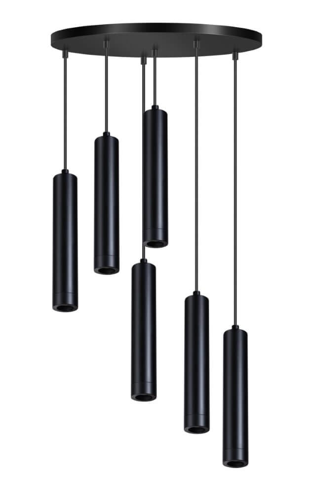 ETH Miller hanglamp zwart 6-lichts modern metaal