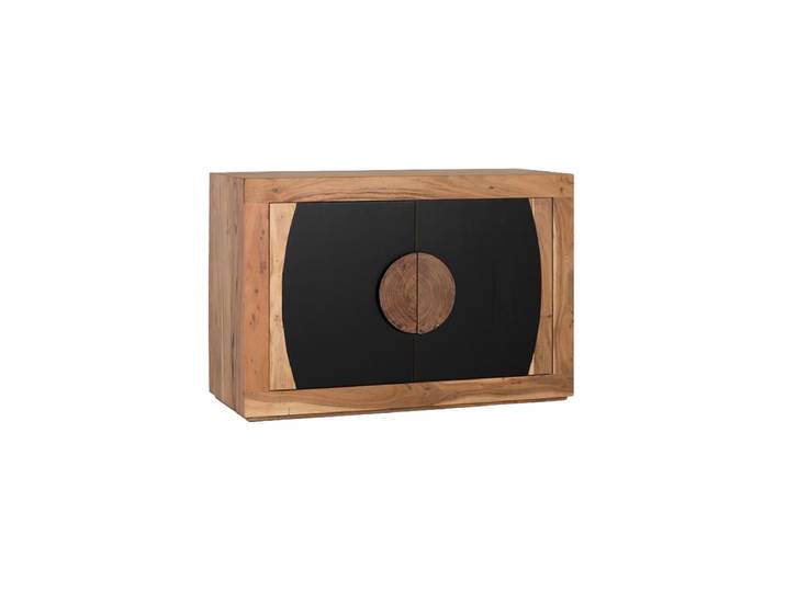 Massives Design Sideboard „Essence“ 2-türig Akazienholz Natural, Schwarz Giner & Colomer
