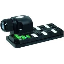 Murr Elektronik 27774 Sensor/Aktorbox aktiv M12-Verteiler mit Kunststoffgewinde, Elektronikkabel + Stecker, Schwarz