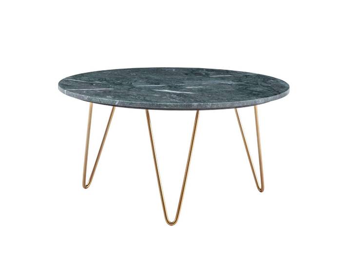 Livetastic Couchtisch, Grün, Stein, rund, Haarnadel, 70x35x70 cm, einfacher Aufbau, Wohnzimmer, Wohnzimmertische, Couchtische, Couchtisch Marmor