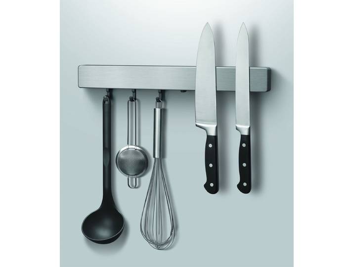 Metaltex - Magnetische Messenhouder Metallika met Verstelbare Haken - Messenmagneet - Magneetstrip voor Keukenmessen en Keukengerei - RVS - 39 cm