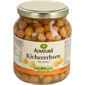 Alnatura Gemüsekonserve Kichererbsen, BIO, ohne Zuckerzusatz, im Glas, 330 g