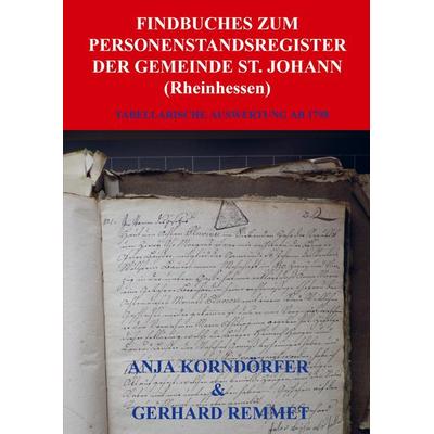 Findbuch zum Personenstandsregister der Gemeinde St. Johann / Rheinhessen, Taschenbuch von Anja Korndörfer & Gerhard Remmet, Bookmundo Direct,