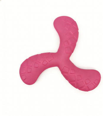 The Handy Homestead Dog Boomerang Frisbee Floating Fetch Toy For Active Dogs pink