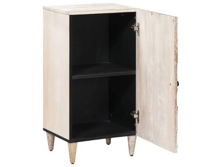 HKQWPBF Sideboard mit Speicher Weiß 40 x 33,5 x 75 cm Massivholz Mango Metallbeine schwarz, rechteckige Form, moderne Ästhetik, Stauraum für Bücher und Geschirr, einfache Pflege