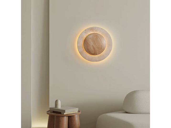 Applique Murale Vintage en Pierre, Décoration Artistique pour Salon, Lampe Murale Intérieure, Décoration de Chambre, Applique LED Crème pour la Maison