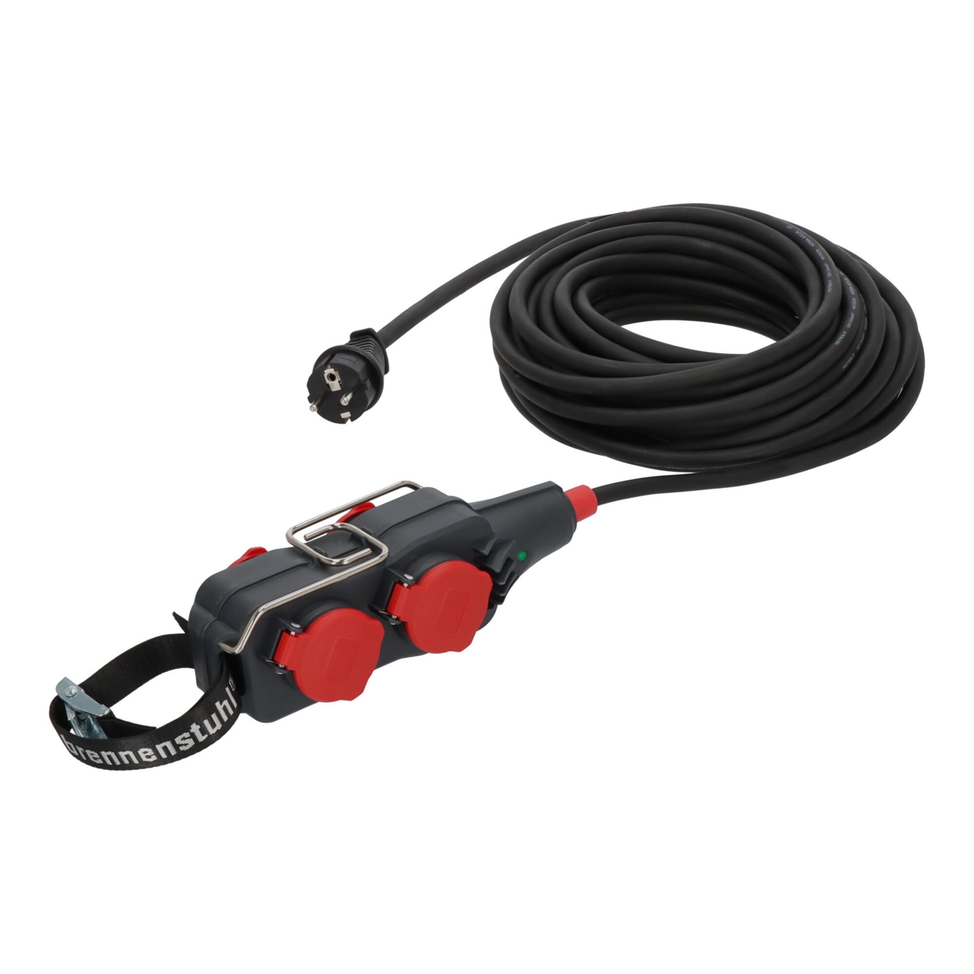 Brennenstuhl Professional Powerblock mit Verlängerungsleitung PB 1100 IP54 4-fach 15m schwarz H07RN-F 3G1,5 (9161150161)