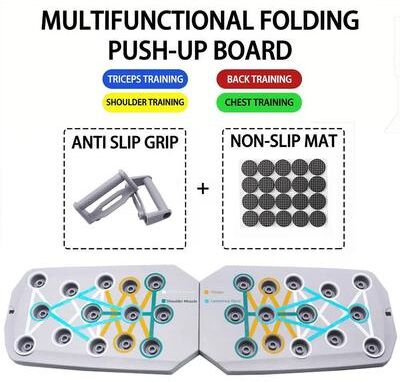 Uplift Essentials Push Up Board Set Portable Multifunctional Foldable Fitness System grey Board