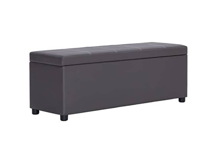 TUERYAFEK Sitzbank mit Staufach 116 cm Grau Kunstleder Weiche Polsterung, Staufach, Kunstlederbezug, Wohnzimmer, Flur, Lounge