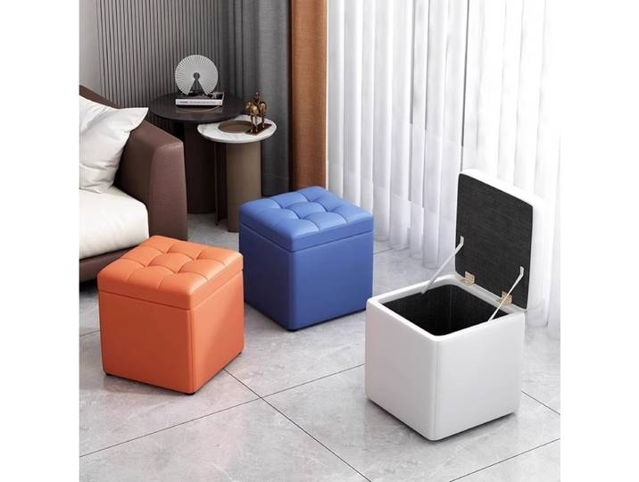 Tabouret carré de rangement, tabouret à chaussures, petit tabouret en cuir, tabouret bas pour la maison, tabouret de salon, tabouret de table basse, tabouret de canapé