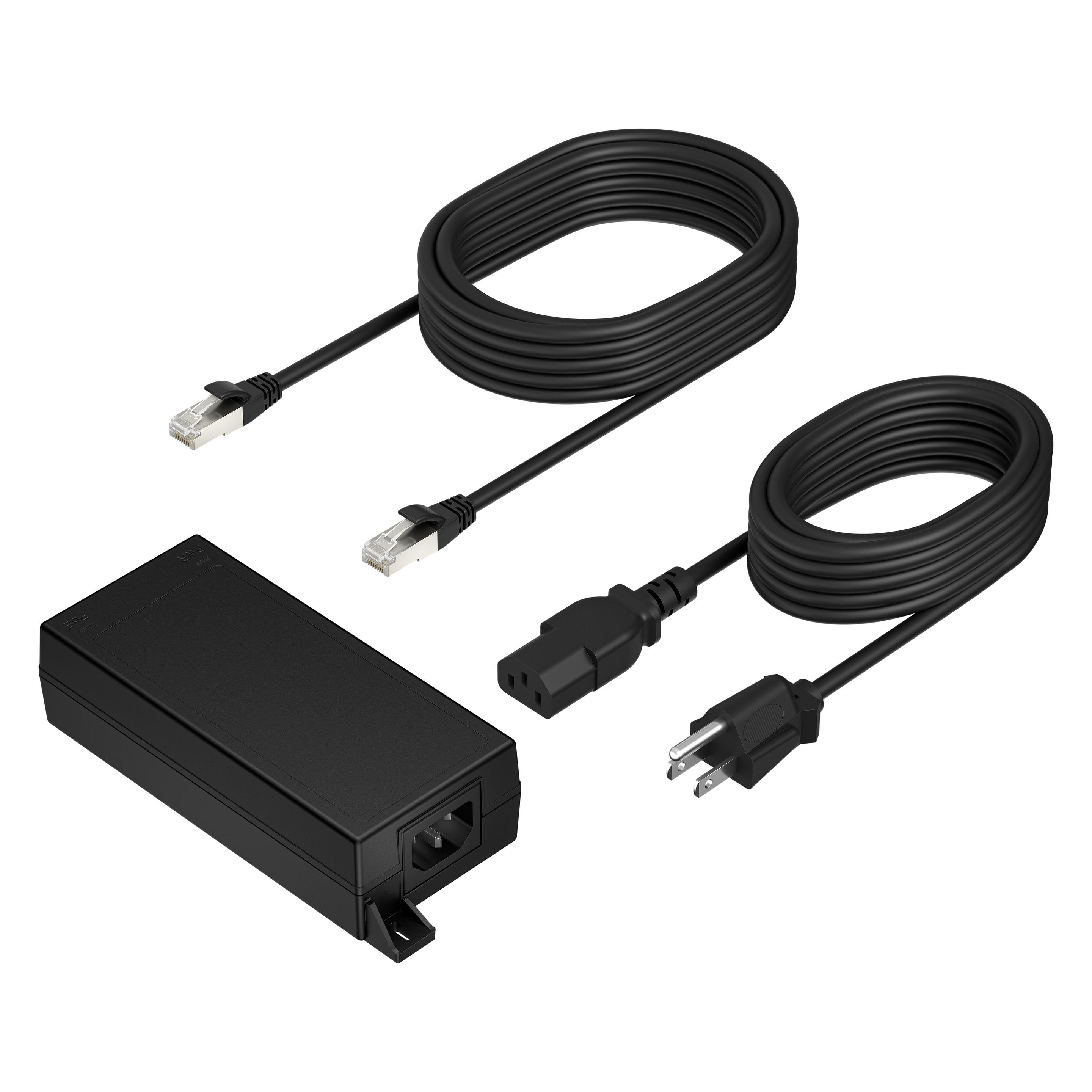 HP Poly PoE++ 65W 2.5G Adapter with 3.66m CAT6A Cable and Power Cord (802.3bt (PoE++), 65 W) (B5NH6AA#ABB)