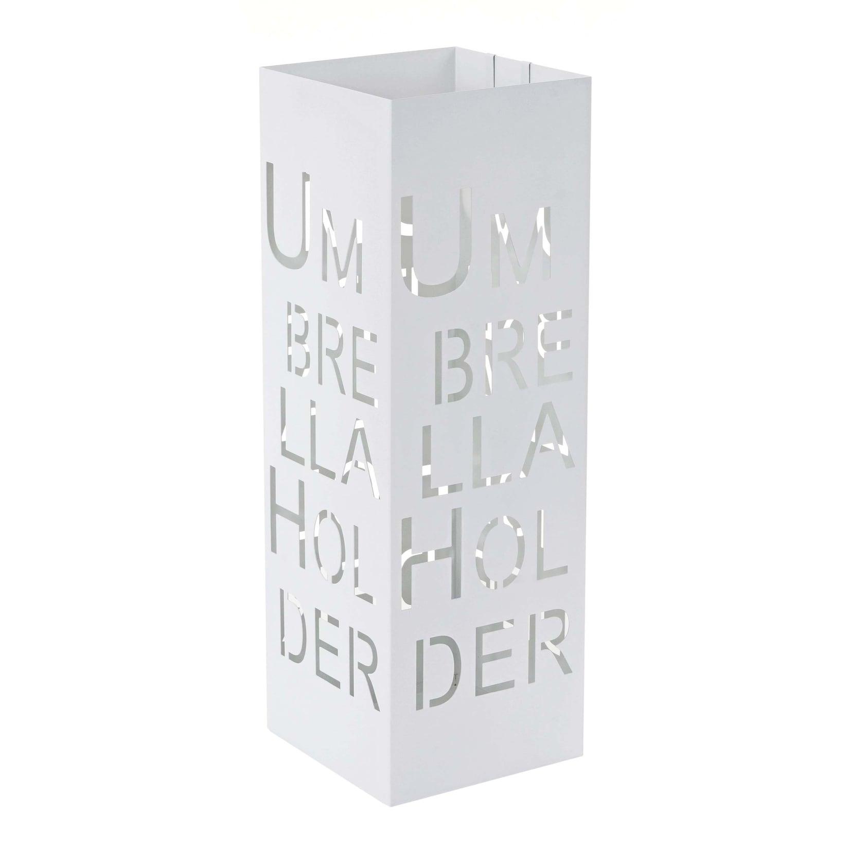 Schirmständer MCW-C78, Regenschirmständer Schirmhalter Regenschirmhalter, quadratisch 55cm ~ Schrift, weiß