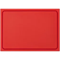 Muvell Schneidebrett Kunststoff HDPE500 | Rot 60x40x2 cm | Schneidbrett | Gastro Profi HACCP rohes Fleisch Küchenbrett | 1 Seite mit Saftrinne |