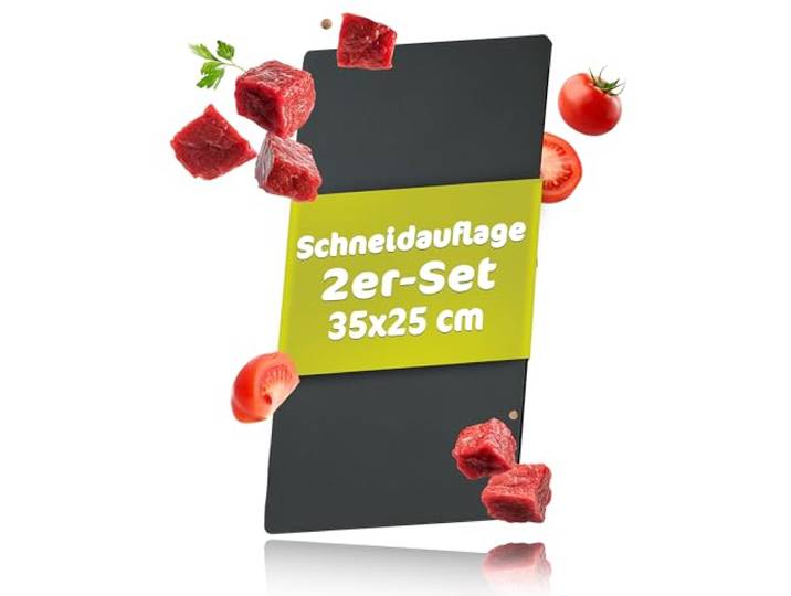 RÖSLE Schneidauflage 2er-Set, 35x25cm Schneidematte aus PP Polypropylen, Schwarz Schneideunterlage für die Küche, Spülmaschinengeeignet und Rutschfest
