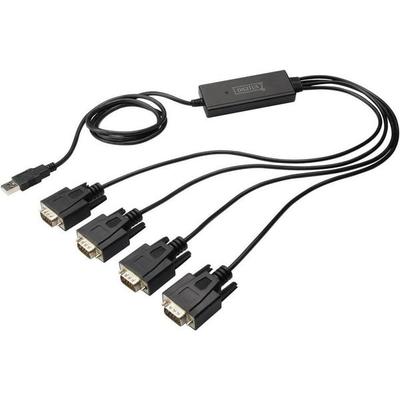 Digitus USB 2.0, Seriell Adapterkabel [1x USB 2.0 Stecker A - 4x D-SUB-Stecker 9pol.] 1.50 m