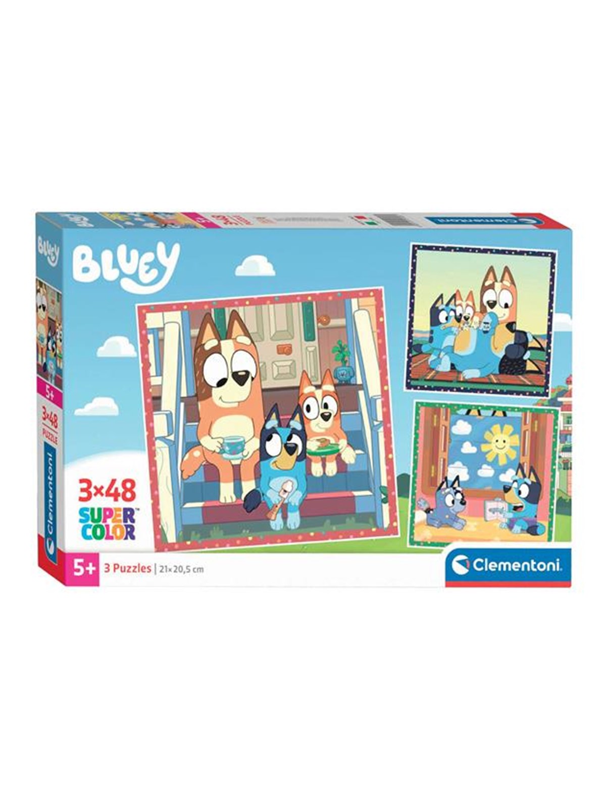 Clementoni Jigsaw Puzzle Super Color Square Bluey 3x48pcs. 2D Puzzles