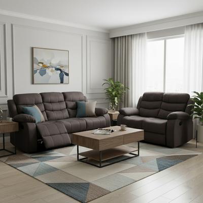 AC Pacific Jim Grey Upholstered Reclining Living Room 2 Piece Sofa Set