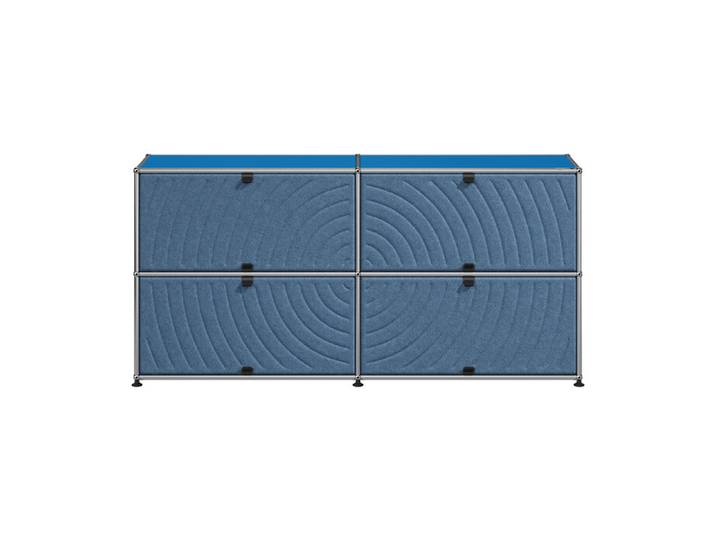 USM Haller Kommode M68 blau enzianblau 2-fach breit 4 Soft Panels 152.3x74 cm