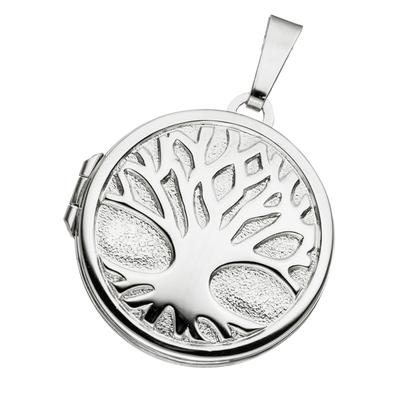 Medallionanhänger JOBO "Anhänger Medaillon Baum rund", silber (silber 925), Schmuckanhänger, Damen, Silber 925 (Sterlingsilber), 925 Silber