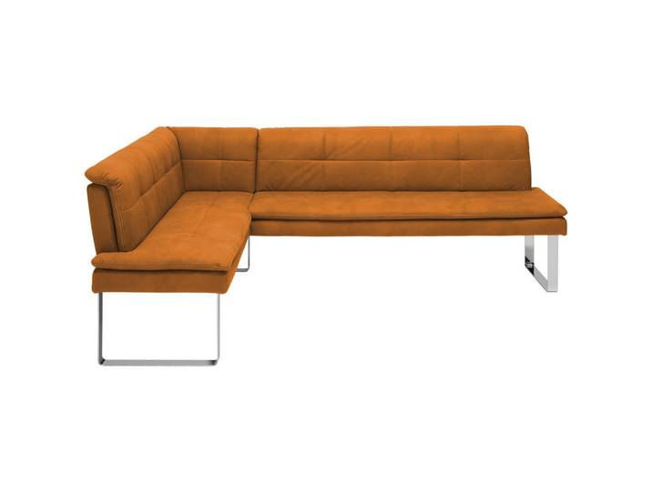 Novel Eckbank, Gelb, Chrom, Metall, Uni, 4-Sitzer, L-Form, 213x174 cm, Fußauswahl, Lederauswahl, Stoffauswahl, Esszimmer, Bänke, Eckbänke