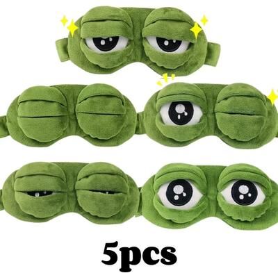 Uplifted Finds Soft 3D Frog Sleep Mask With Adjustable Strap For Travel And Relaxation 5 Pcs