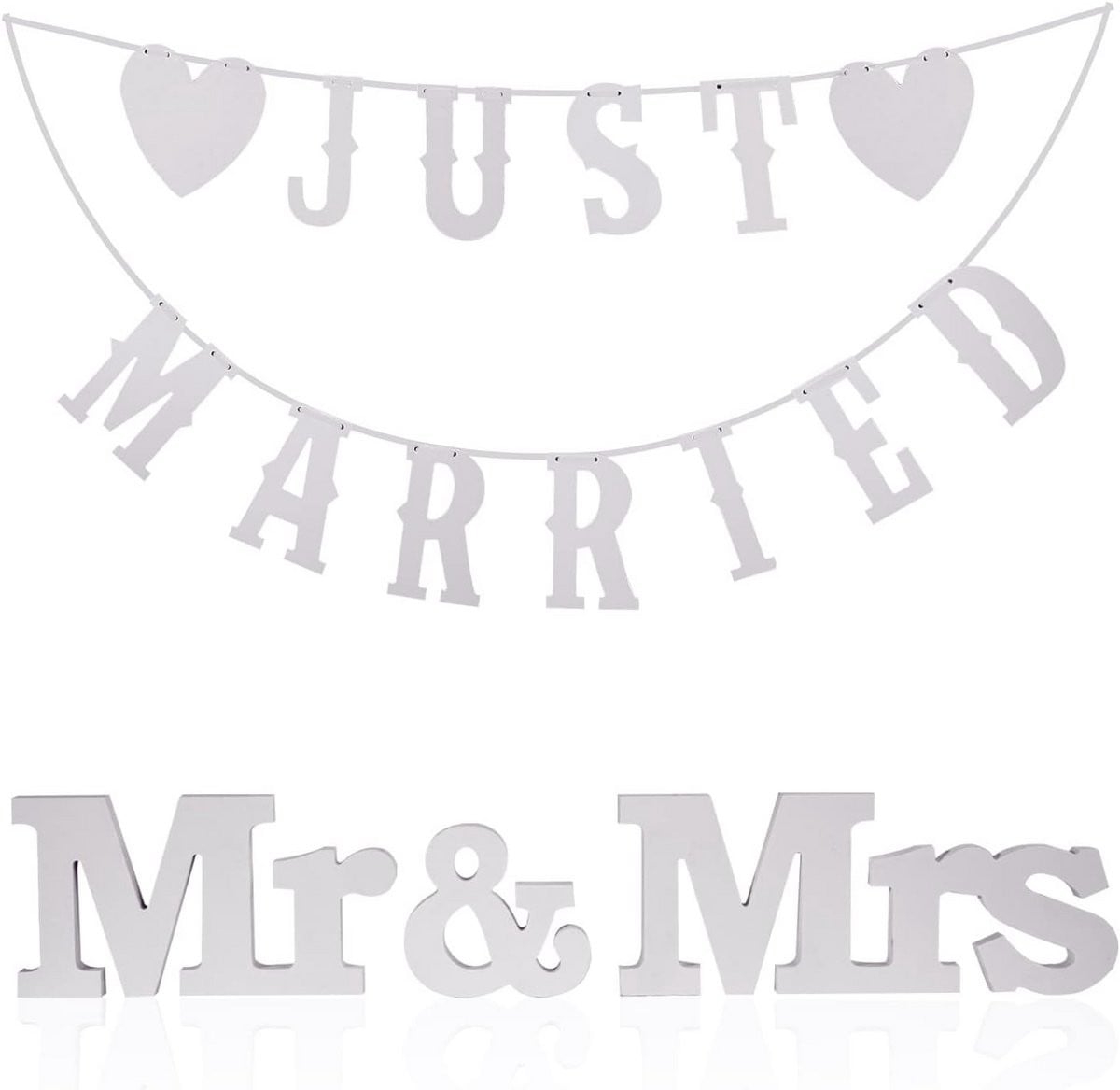 Houten letters Just Married decoratie voor bruiloften
