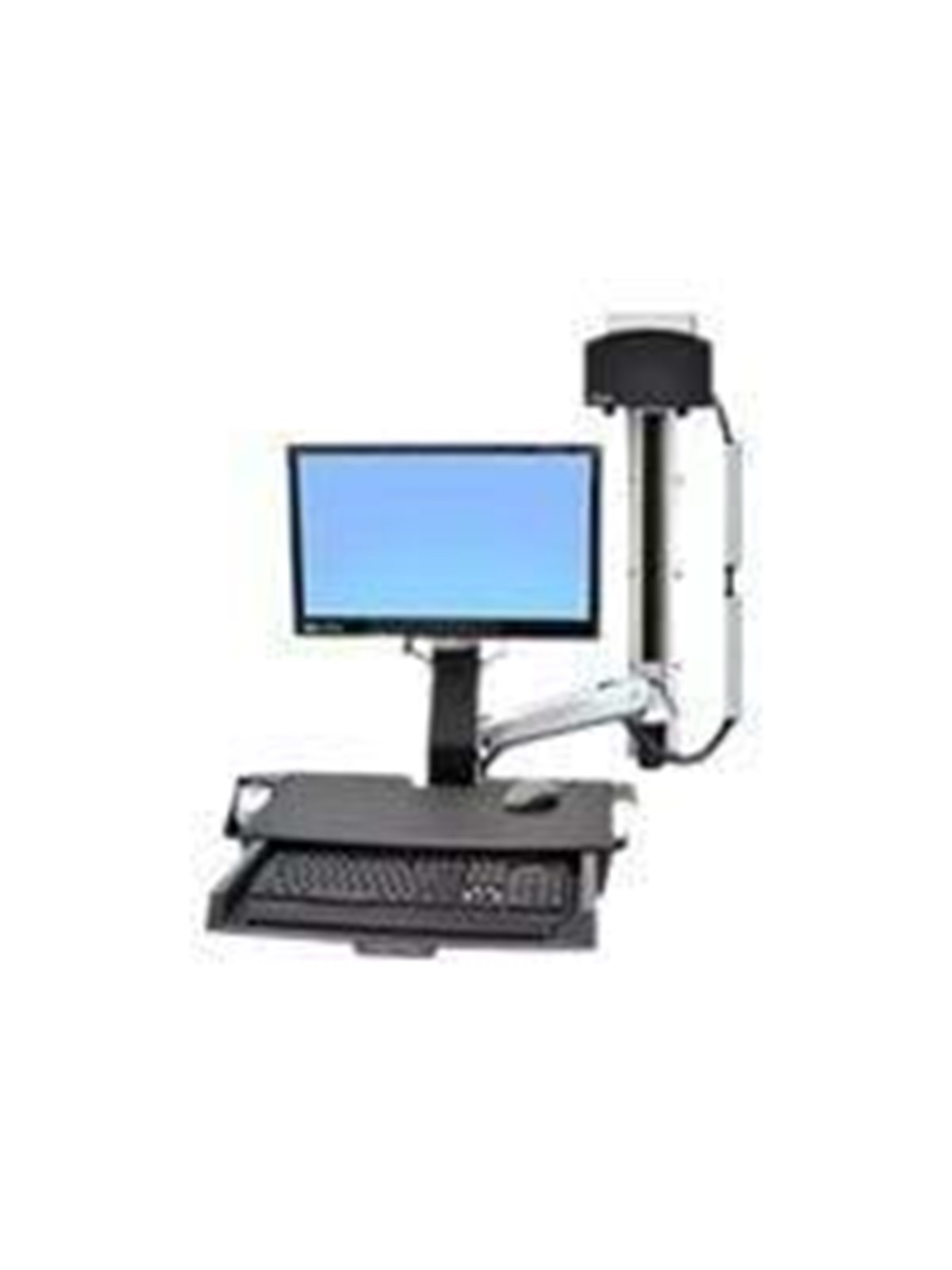 Ergotron StyleView Sit-Stand Combo System mit Worksurface und Klein Schwarz CPU Halter