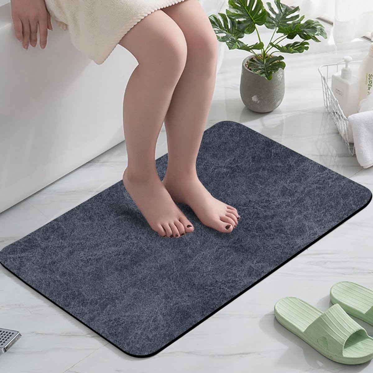 Ibenzoa waterabsorberende en sneldrogende antislip badmat voor badkamer en douche