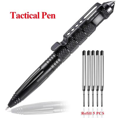 Portable Tactical Self Defense Pen Aviation Aluminum Emergency Glass Breaker, Security Protection. black Pen