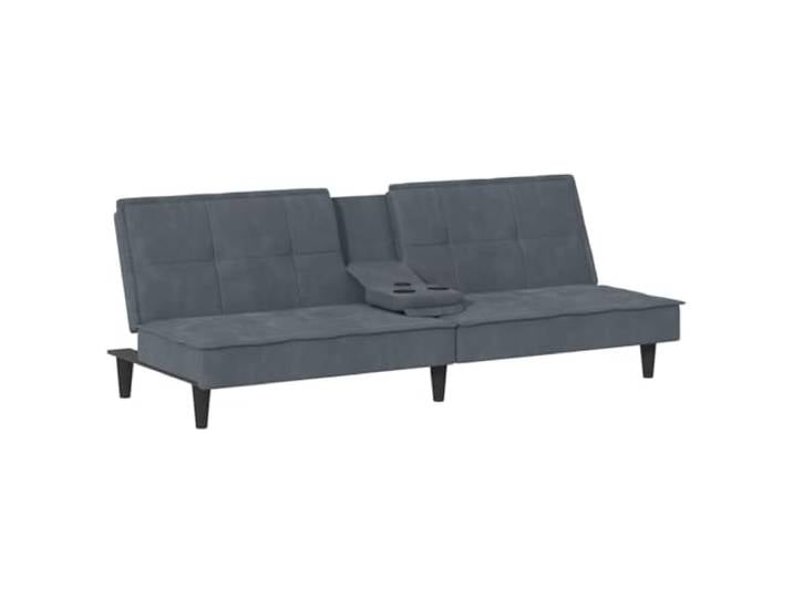 vidaXL Schlafsofa mit Getränkehaltern Dunkelgrau Samt